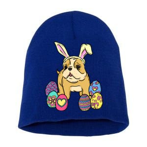 Easter Bulldog Dog Mom Dad Funny Gift Egg Hunt Short Acrylic Beanie