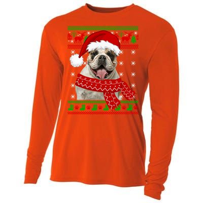 English Bulldog Dog Ugly Sweater Christmas Puppy Dog Lover Cool Gift Cooling Performance Long Sleeve Crew