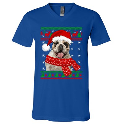 English Bulldog Dog Ugly Sweater Christmas Puppy Dog Lover Cool Gift V-Neck T-Shirt