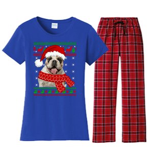 English Bulldog Dog Ugly Sweater Christmas Puppy Dog Lover Cool Gift Women's Flannel Pajama Set