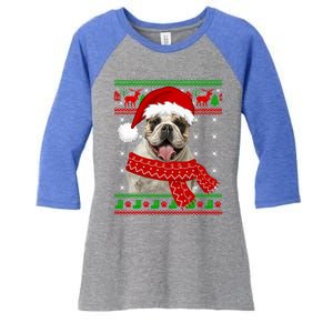 English Bulldog Dog Ugly Sweater Christmas Puppy Dog Lover Cool Gift Women's Tri-Blend 3/4-Sleeve Raglan Shirt