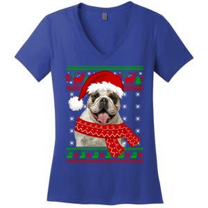 English Bulldog Dog Ugly Sweater Christmas Puppy Dog Lover Cool Gift Women's V-Neck T-Shirt