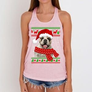 English Bulldog Dog Ugly Sweater Christmas Puppy Dog Lover Cool Gift Women's Knotted Racerback Tank