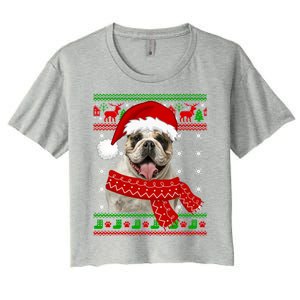 English Bulldog Dog Ugly Sweater Christmas Puppy Dog Lover Cool Gift Women's Crop Top Tee