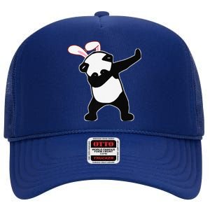 Easter Bunny Dabbing Panda Bear Rabbit Ears Gift High Crown Mesh Back Trucker Hat