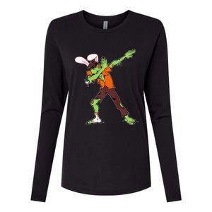 Easter Bunny Dabbing Zombie Rabbit Ears Animal Gift Womens Cotton Relaxed Long Sleeve T-Shirt