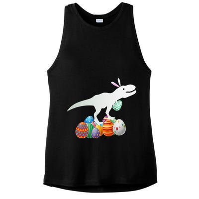 Easter Bunny Dinosaur Eggs Funny Easter Day Ladies PosiCharge Tri-Blend Wicking Tank