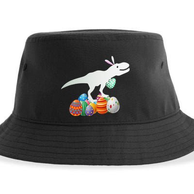 Easter Bunny Dinosaur Eggs Funny Easter Day Sustainable Bucket Hat