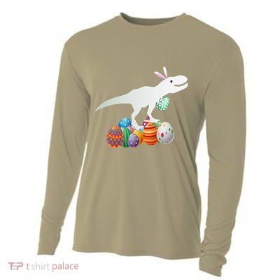 Easter Bunny Dinosaur Eggs Funny Easter Day Cooling Performance Long Sleeve Crew