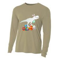 Easter Bunny Dinosaur Eggs Funny Easter Day Cooling Performance Long Sleeve Crew