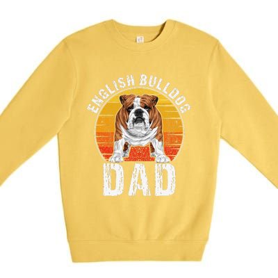 English Bulldog Dad Puppy Owner Retro Dogs Lovers Premium Crewneck Sweatshirt