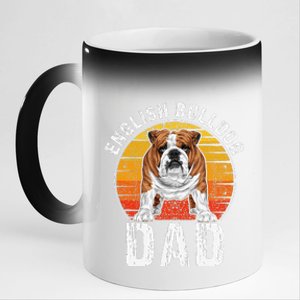 English Bulldog Dad Puppy Owner Retro Dogs Lovers 11oz Black Color Changing Mug