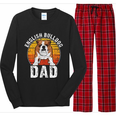 English Bulldog Dad Puppy Owner Retro Dogs Lovers Long Sleeve Pajama Set