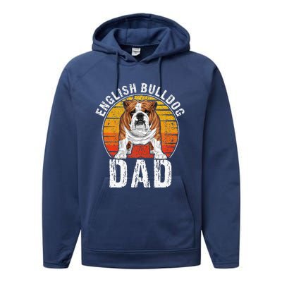 English Bulldog Dad Puppy Owner Retro Dogs Lovers Performance Fleece Hoodie