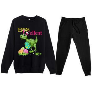 Easter Bunny Dinosaur Trex Eggs Cellent Premium Crewneck Sweatsuit Set