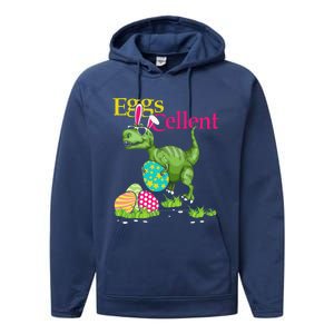 Easter Bunny Dinosaur Trex Eggs Cellent Performance Fleece Hoodie