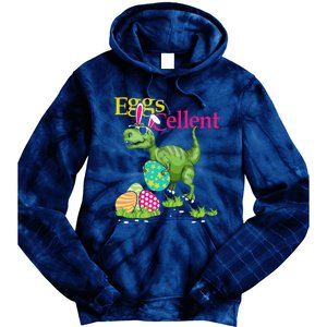 Easter Bunny Dinosaur Trex Eggs Cellent Tie Dye Hoodie