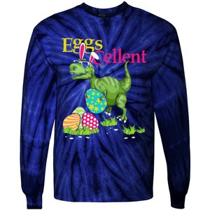 Easter Bunny Dinosaur Trex Eggs Cellent Tie-Dye Long Sleeve Shirt