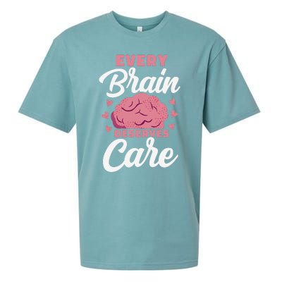 Every Brain Deserves Care Mental Health Awareness Sueded Cloud Jersey T-Shirt