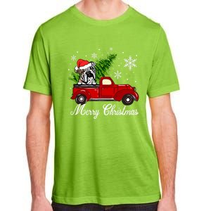 English Bulldog Dog Riding Red Truck Christmas Decorations Cool Gift Adult ChromaSoft Performance T-Shirt