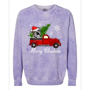 English Bulldog Dog Riding Red Truck Christmas Decorations Cool Gift Colorblast Crewneck Sweatshirt