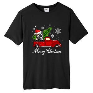 English Bulldog Dog Riding Red Truck Christmas Decorations Cool Gift Tall Fusion ChromaSoft Performance T-Shirt