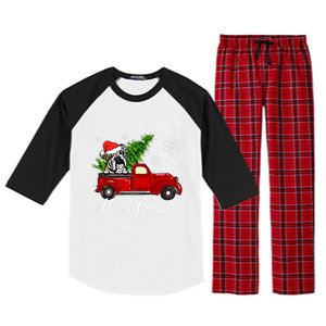 English Bulldog Dog Riding Red Truck Christmas Decorations Cool Gift Raglan Sleeve Pajama Set