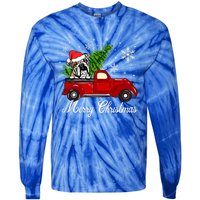 English Bulldog Dog Riding Red Truck Christmas Decorations Cool Gift Tie-Dye Long Sleeve Shirt