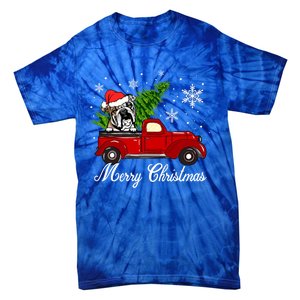 English Bulldog Dog Riding Red Truck Christmas Decorations Cool Gift Tie-Dye T-Shirt