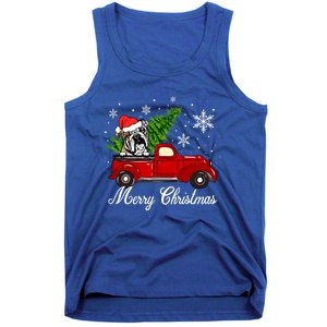 English Bulldog Dog Riding Red Truck Christmas Decorations Cool Gift Tank Top