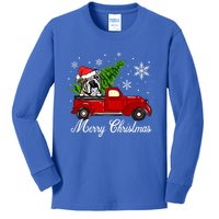 English Bulldog Dog Riding Red Truck Christmas Decorations Cool Gift Kids Long Sleeve Shirt