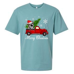 English Bulldog Dog Riding Red Truck Christmas Decorations Cool Gift Sueded Cloud Jersey T-Shirt