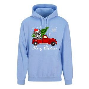 English Bulldog Dog Riding Red Truck Christmas Decorations Cool Gift Unisex Surf Hoodie