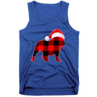 English Bulldog Dog Christmas Buffalo Plaid Xmas Santa Hat Cute Gift Tank Top