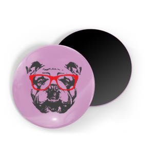 English Bulldog Design Red Glasses Nice Tee Magnet