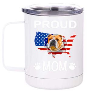 English Bulldog English Bulldog Proud Patriot Mom Meaningful Gift 12 oz Stainless Steel Tumbler Cup