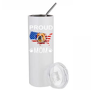 English Bulldog English Bulldog Proud Patriot Mom Meaningful Gift Stainless Steel Tumbler