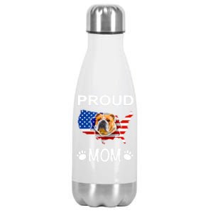 English Bulldog English Bulldog Proud Patriot Mom Meaningful Gift Stainless Steel Insulated Water Bottle