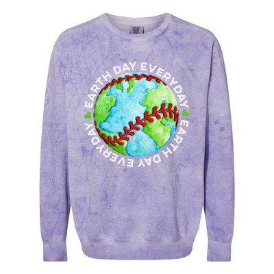 Earth Baseball Earth Day Sports Player Colorblast Crewneck Sweatshirt