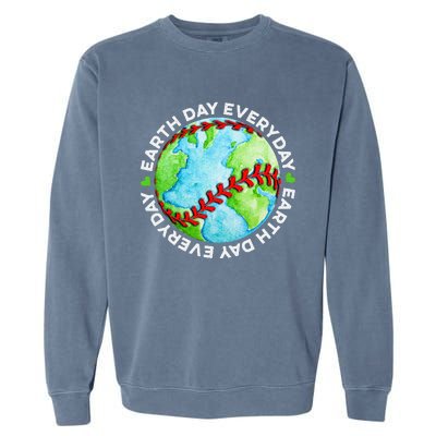 Earth Baseball Earth Day Sports Player Garment-Dyed Sweatshirt