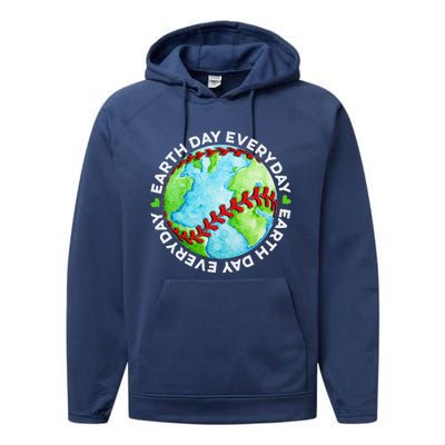 Earth Baseball Earth Day Sports Player Performance Fleece Hoodie