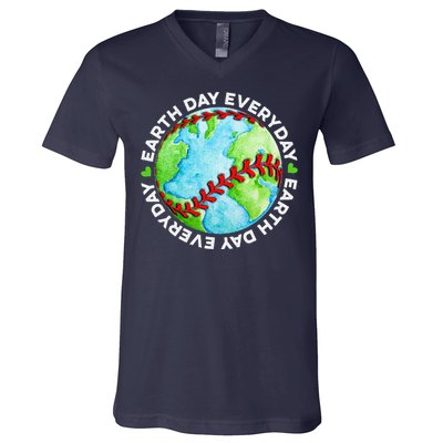 Earth Baseball Earth Day Sports Player V-Neck T-Shirt