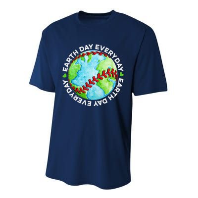 Earth Baseball Earth Day Sports Player Performance Sprint T-Shirt