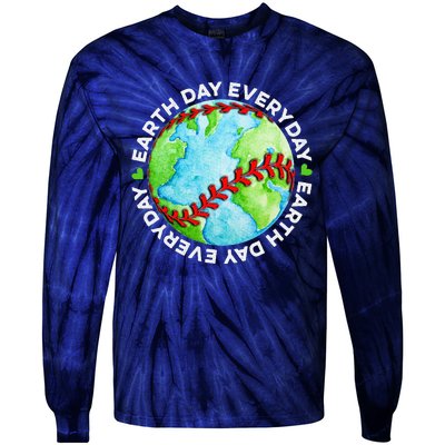 Earth Baseball Earth Day Sports Player Tie-Dye Long Sleeve Shirt