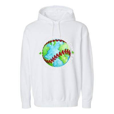 Earth Baseball Earth Day Sports Player Garment-Dyed Fleece Hoodie