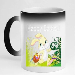 Easter Bunny Egg Hunt Happy Easter 11oz Black Color Changing Mug