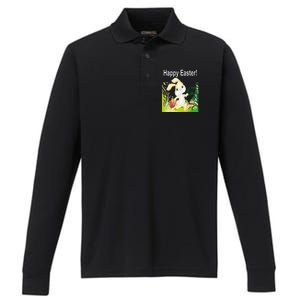 Easter Bunny Egg Hunt Happy Easter Performance Long Sleeve Polo