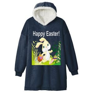 Easter Bunny Egg Hunt Happy Easter Hooded Wearable Blanket