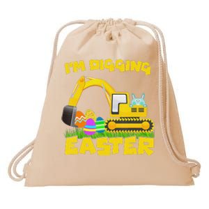 Easter Bunny Eggs Digging Tractor Excavator Drawstring Bag