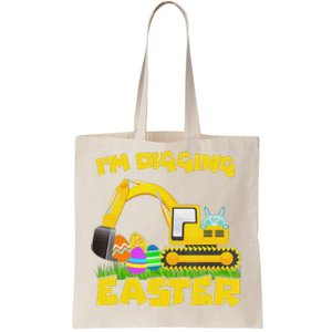 Easter Bunny Eggs Digging Tractor Excavator Tote Bag